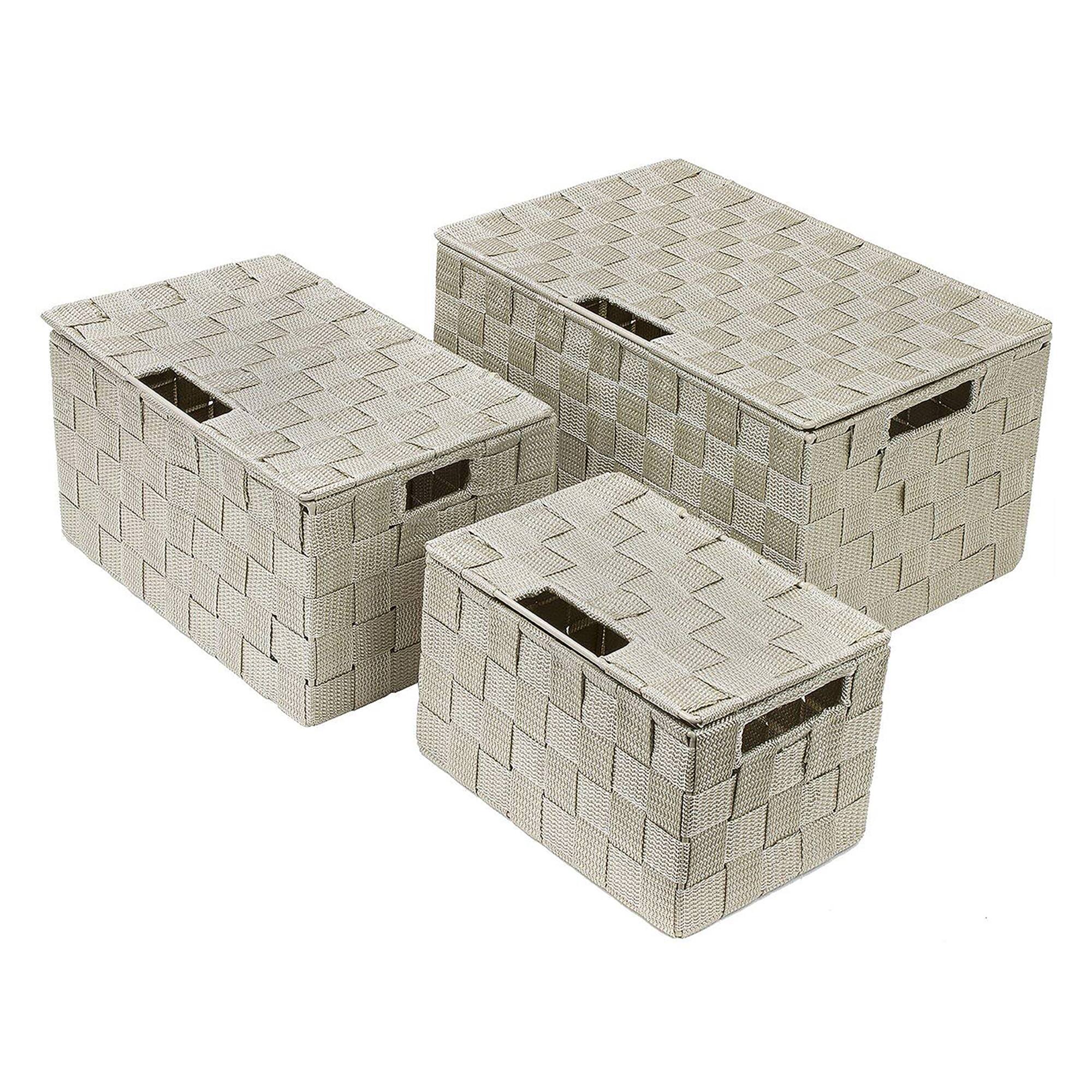 Sorbus 3-Piece Woven Basket with Lid Set
